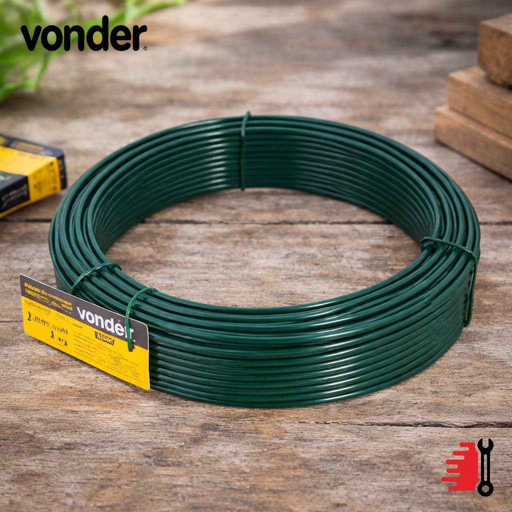 Arame Revestido com PVC Verde Vonder BWG 14 1Kg Cercas Alambrado Jardinagem Resistente
