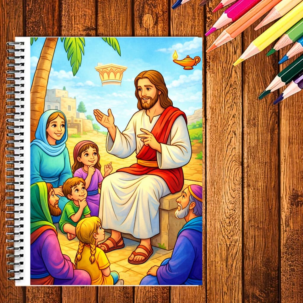 Caderno de Colorir com Desenhos das Histórias da Bíblia Jesus e Herois Biblicos 30 Folhas