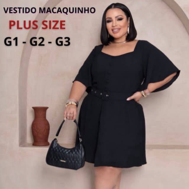 Macaquinho Shorts Saia Plus Size