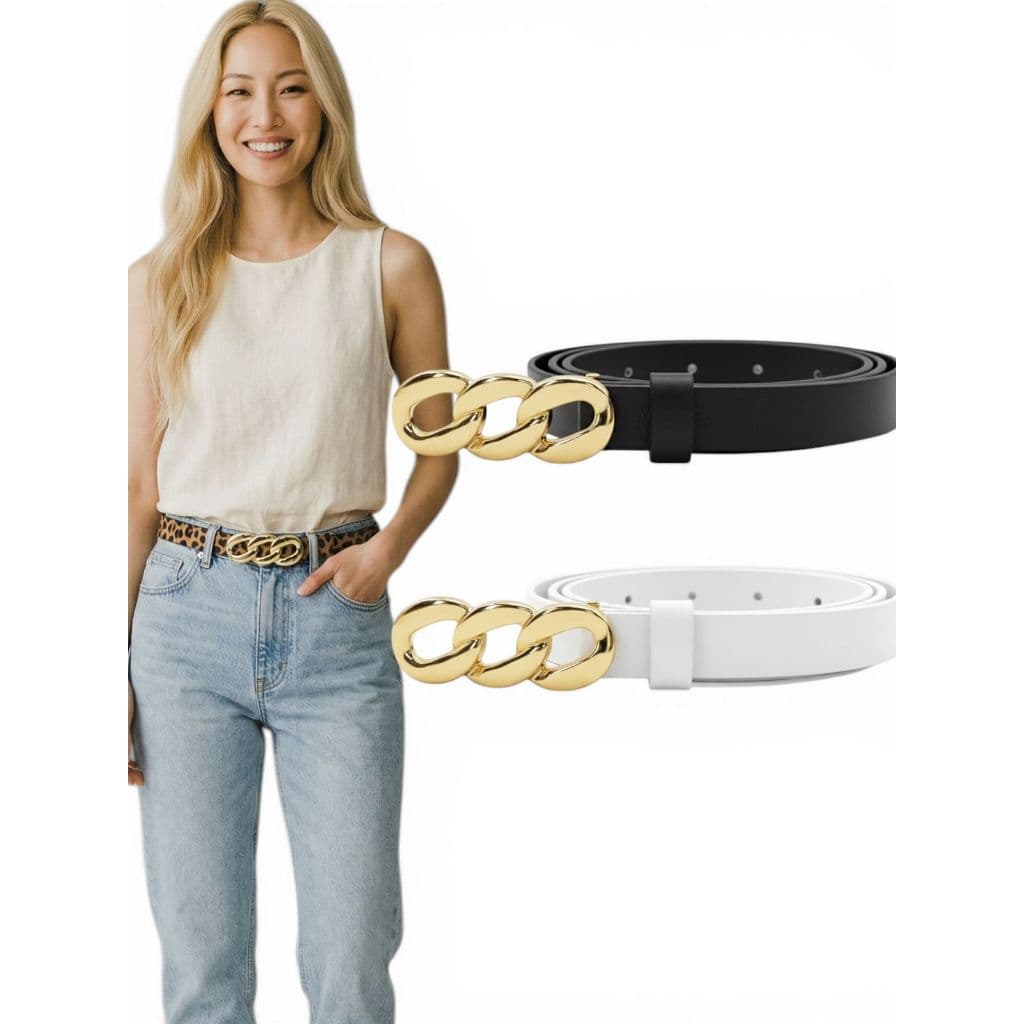 Kit2 Cinto Feminino Da Moda 1,5cm Blogueira Elegante Couro Sintético Básico Fashion - Bia