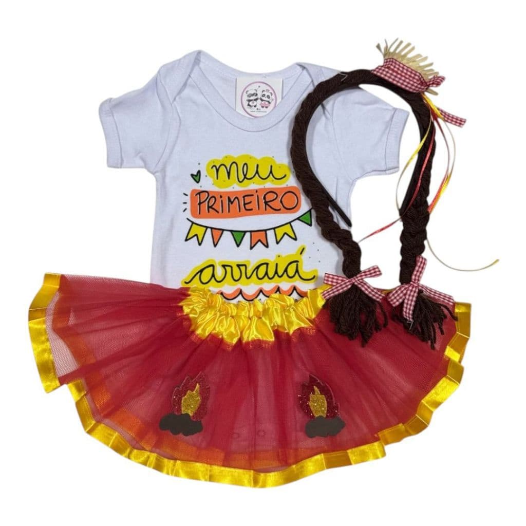 Body Bebê Menina - Meu Primeiro Arraiá + Acessórios - Festa Junina - Escolher