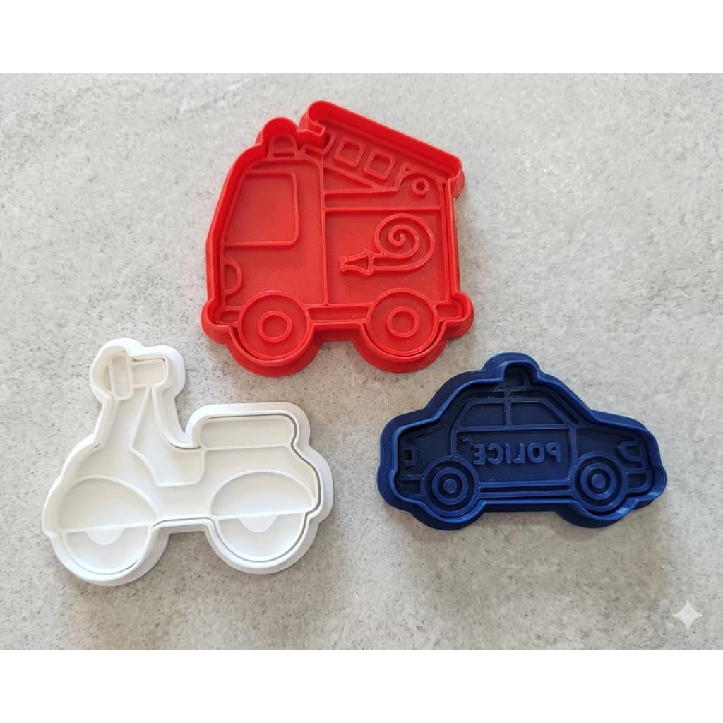 Kit 3 Cortador Marcador Veículos Carro Moto Infantil Pasta Americana