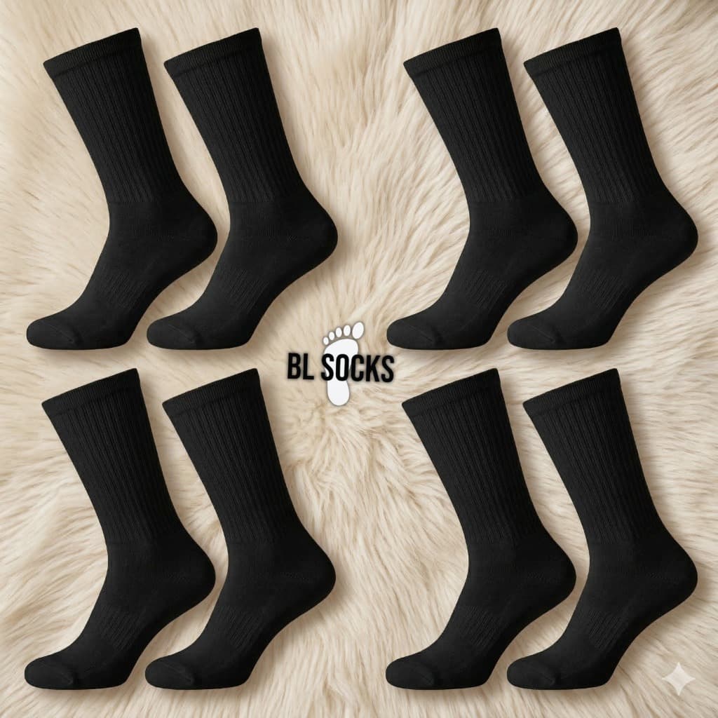 Kit Meia 24 Pares PRETO CANO ALTO / LONGO Masculino e Feminino Unissex