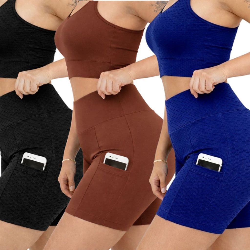 conjunto Short e top Moda Esportiva Cintura Alta Compressão preço promocional roupa academia treino
