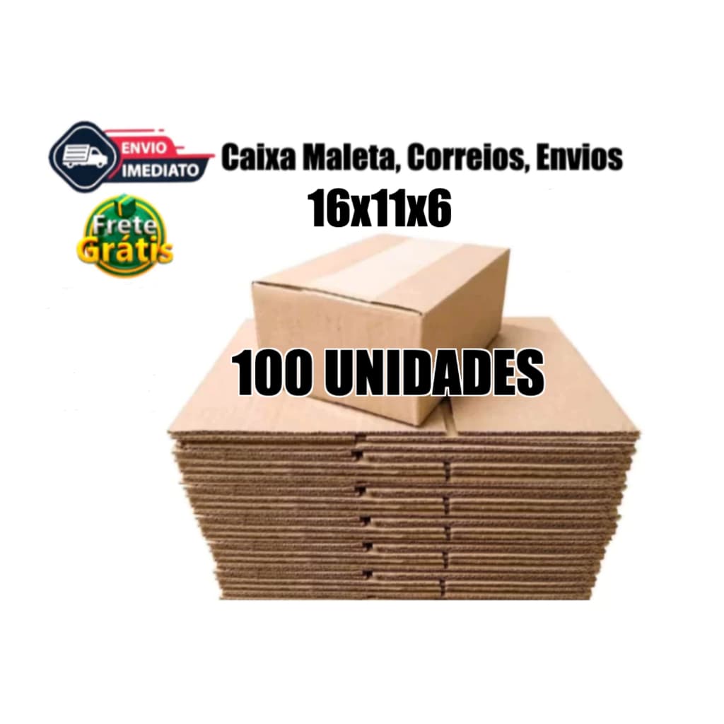 100 Caixas de Papelão 16x11x6 Embalagem Pequena Mercado Envios Correios Ecommerce