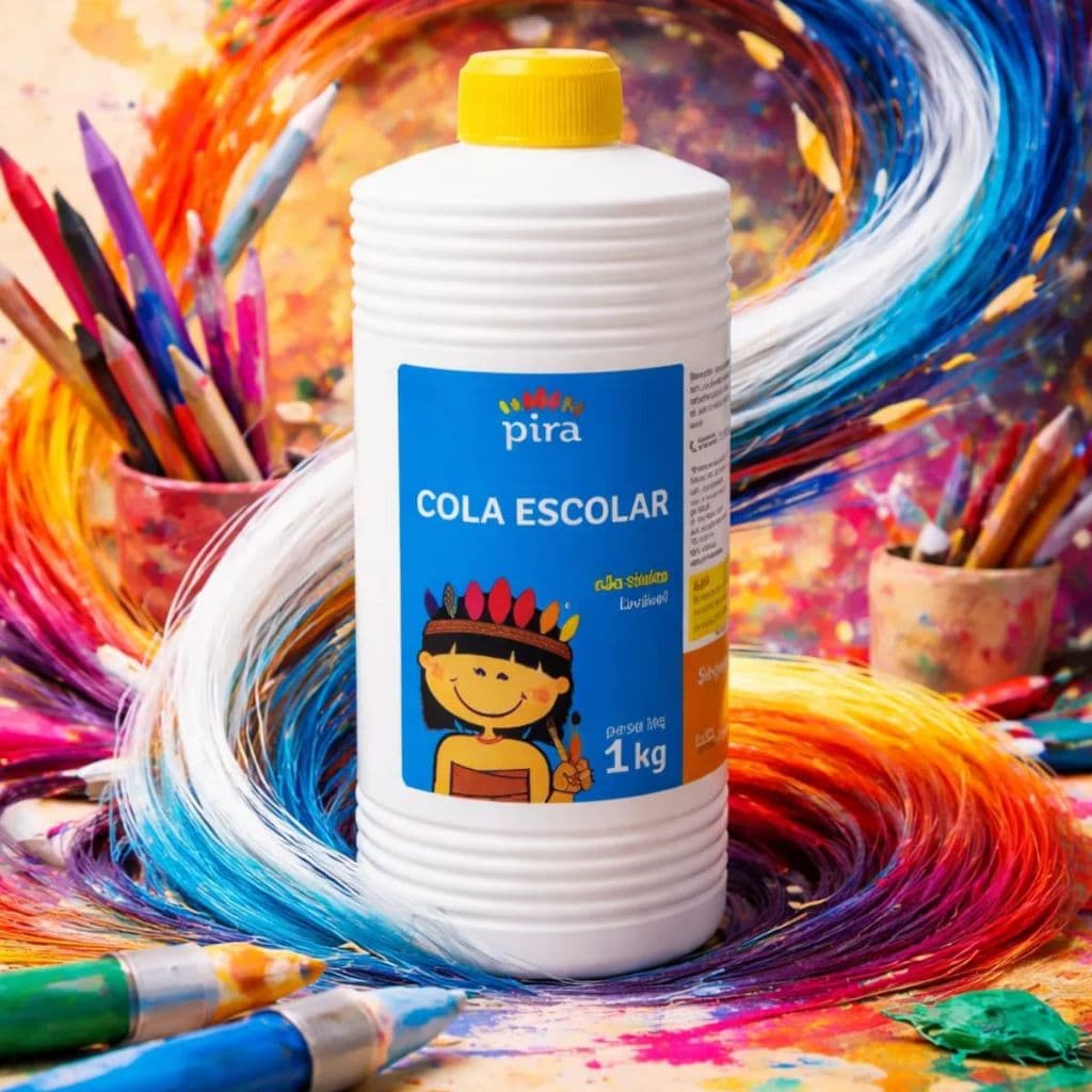 2 Colas Escolar Liquida Branca 1kg Lavável  Piratininga