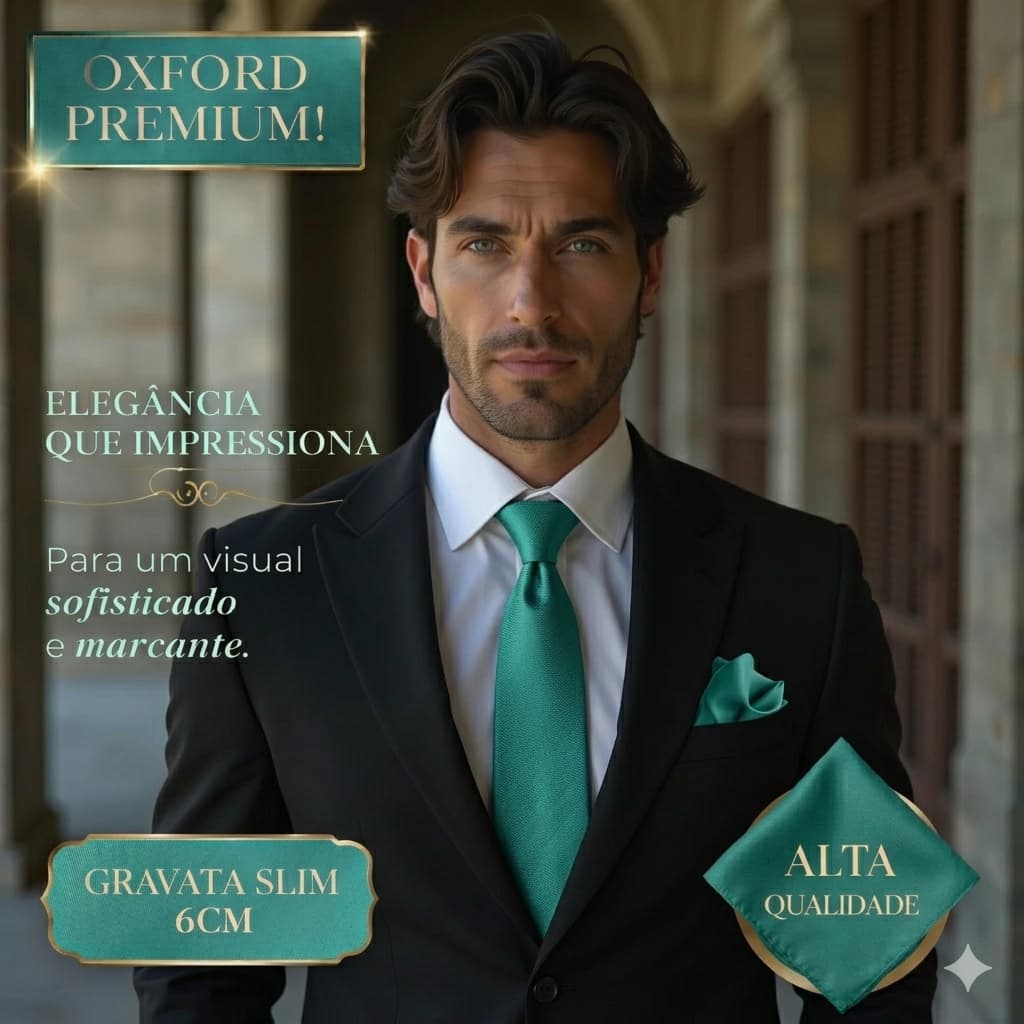 Gravata masculina verde agua Fosca (Tecido Oxford) - Kit de 5 a 9 unidades (A pronta entrega)