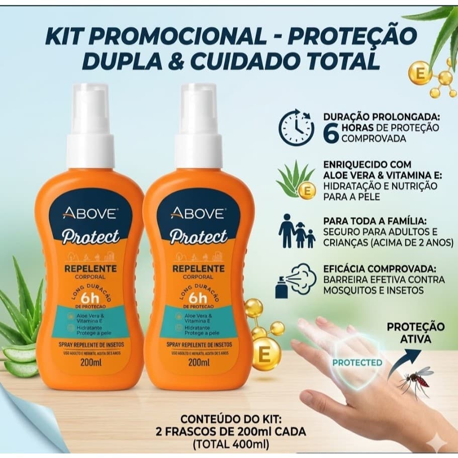 Kit 2 Repelente Protect Spray 6h Proteção 200ml Above original