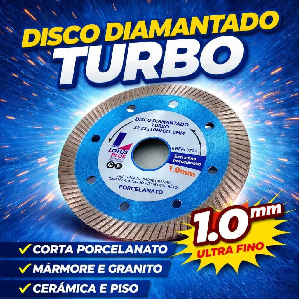 Disco Diamantado Turbo Porcelanato Ultra Fino 1mm Lotus