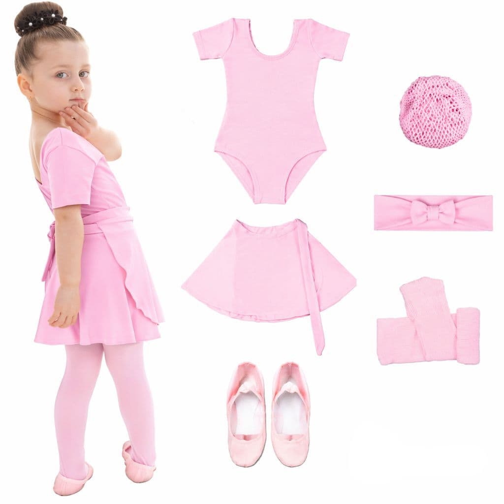 Kit Completo Infantil Rosa 6 Itens Com Saia de Transpassar Ballet