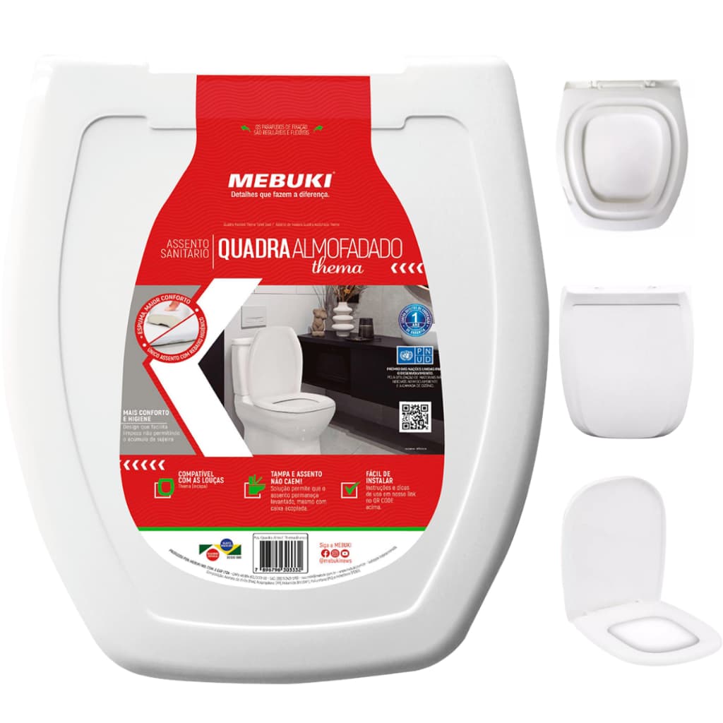 Assento Retangular Almofadado Thema Incepa 1.6gpf 6.0lpf