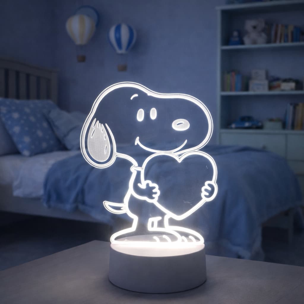 Luminária led 3D Snoopy / Abajur / Luz noturna / presente criativo