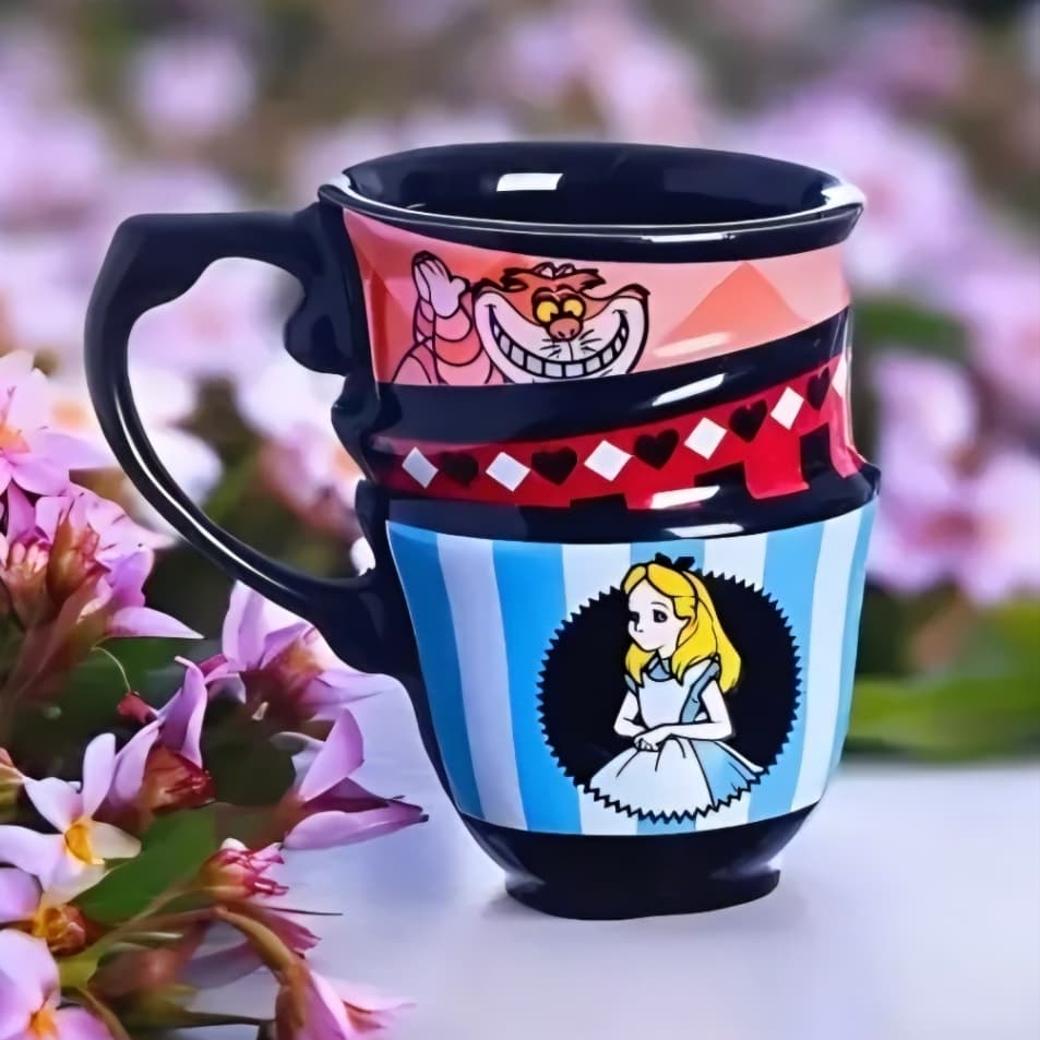 Caneca de Trio Alice Hora do Chá Maggie Licenciado Cerâmica Porcelana