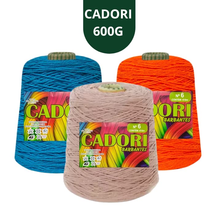 Barbante Cadori Fio 6 600g Cores + vendidas Rolo  610m Super Macio