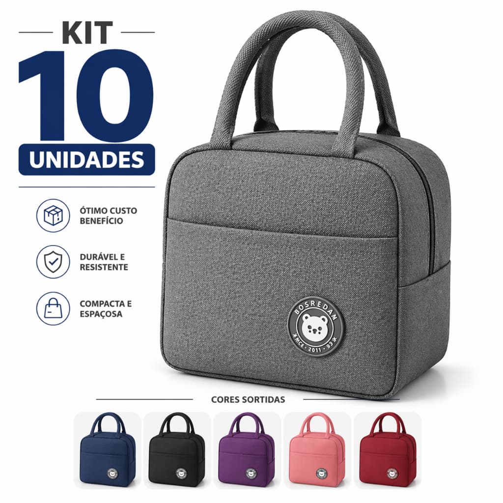 10 Bolsa Térmica Para Marmita Lancheira Com Alça Feminina Masculina