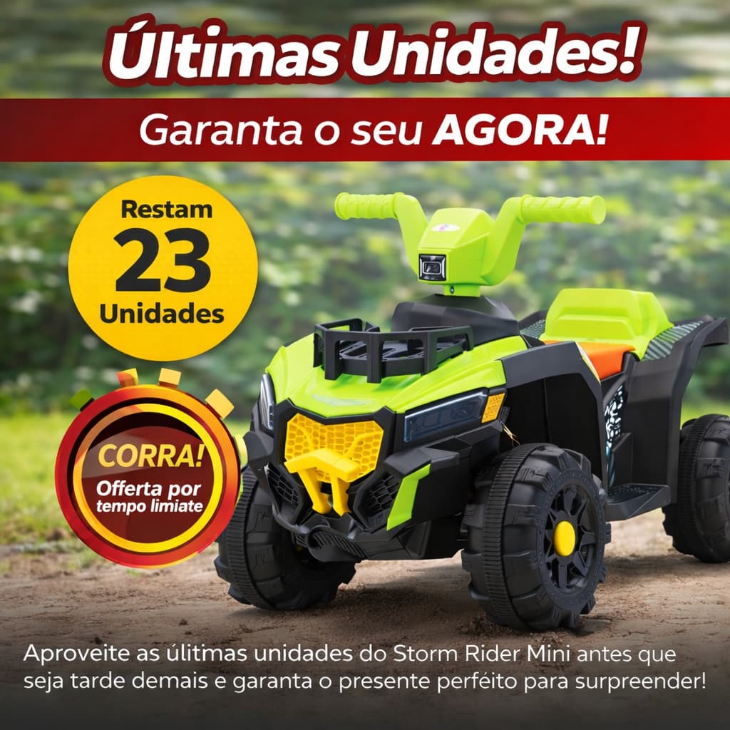 Quadriciclo Elétrico Infantil Verde Recarregável Seguro 4 Rodas 30kg