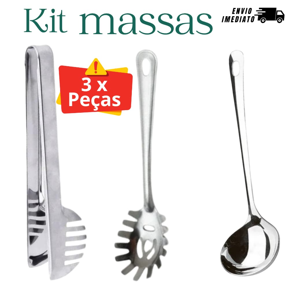 Concha Pegador Universal de Massas Macarrão Molho 3 Peças Kit Massas Cozinha Macarronada Multiuso