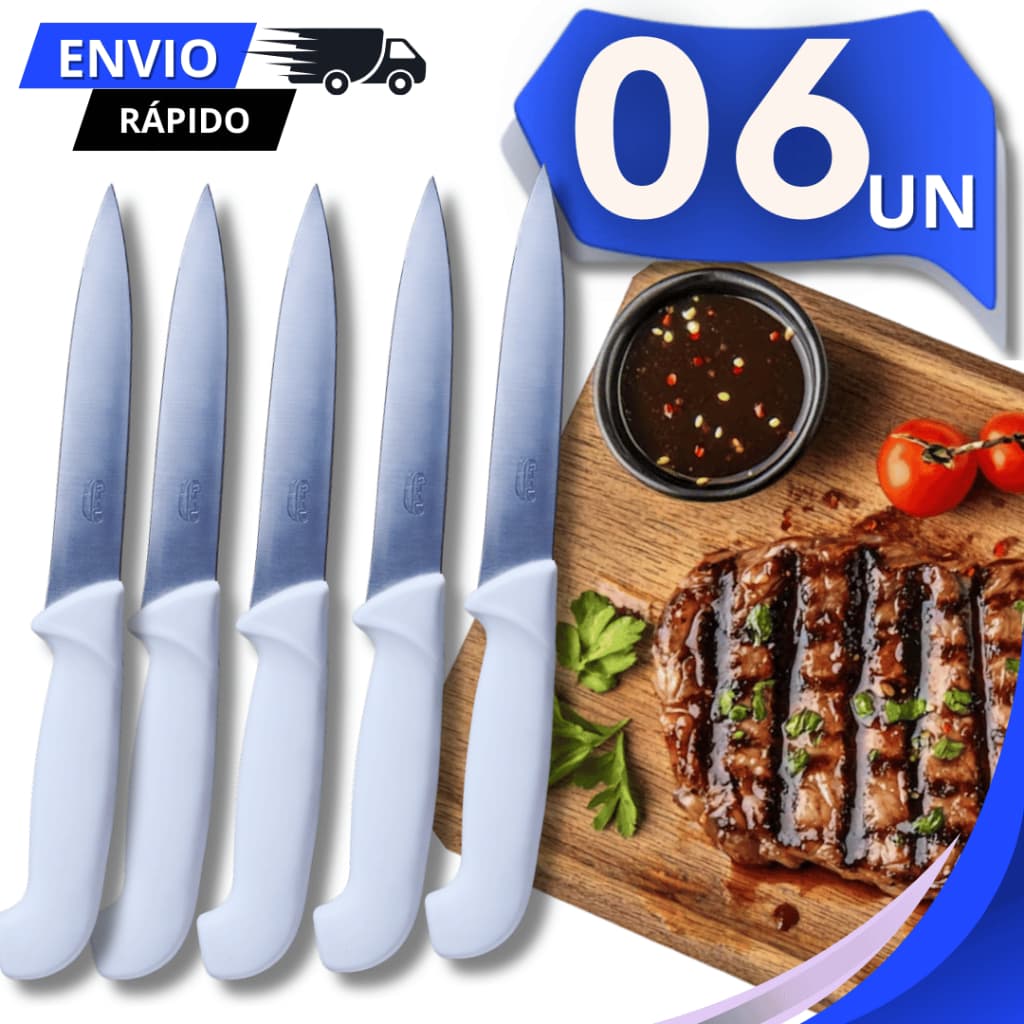 Conjunto Faca 18,5Cm Cortar Legumes Descascar  Aço Inox Faquinha Pequena Descascar Afiada Utensílios