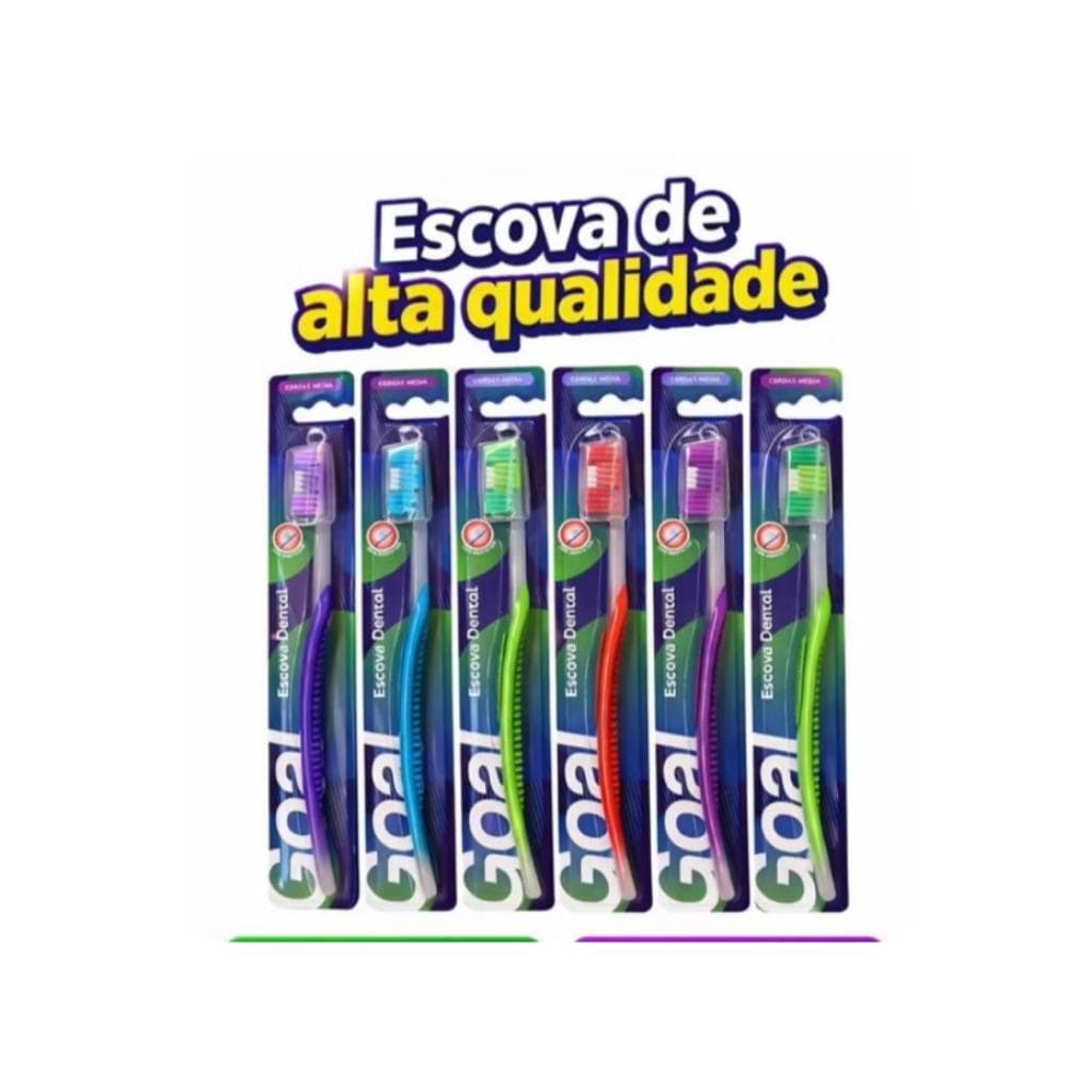 Kit 3 Escovas de Dente Cerdas Medias Com Capa Protetora