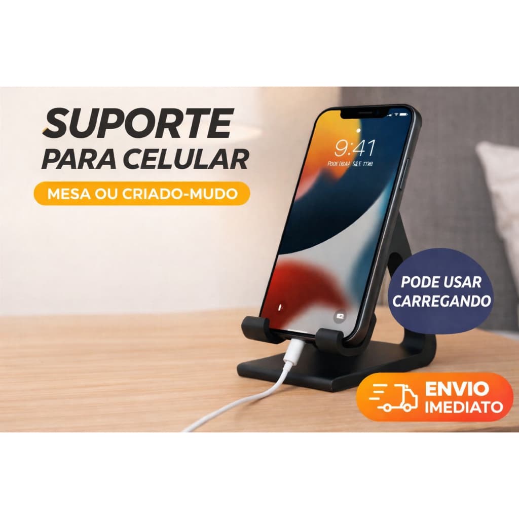 Suporte para Celular de Mesa – Compacto e Resistente