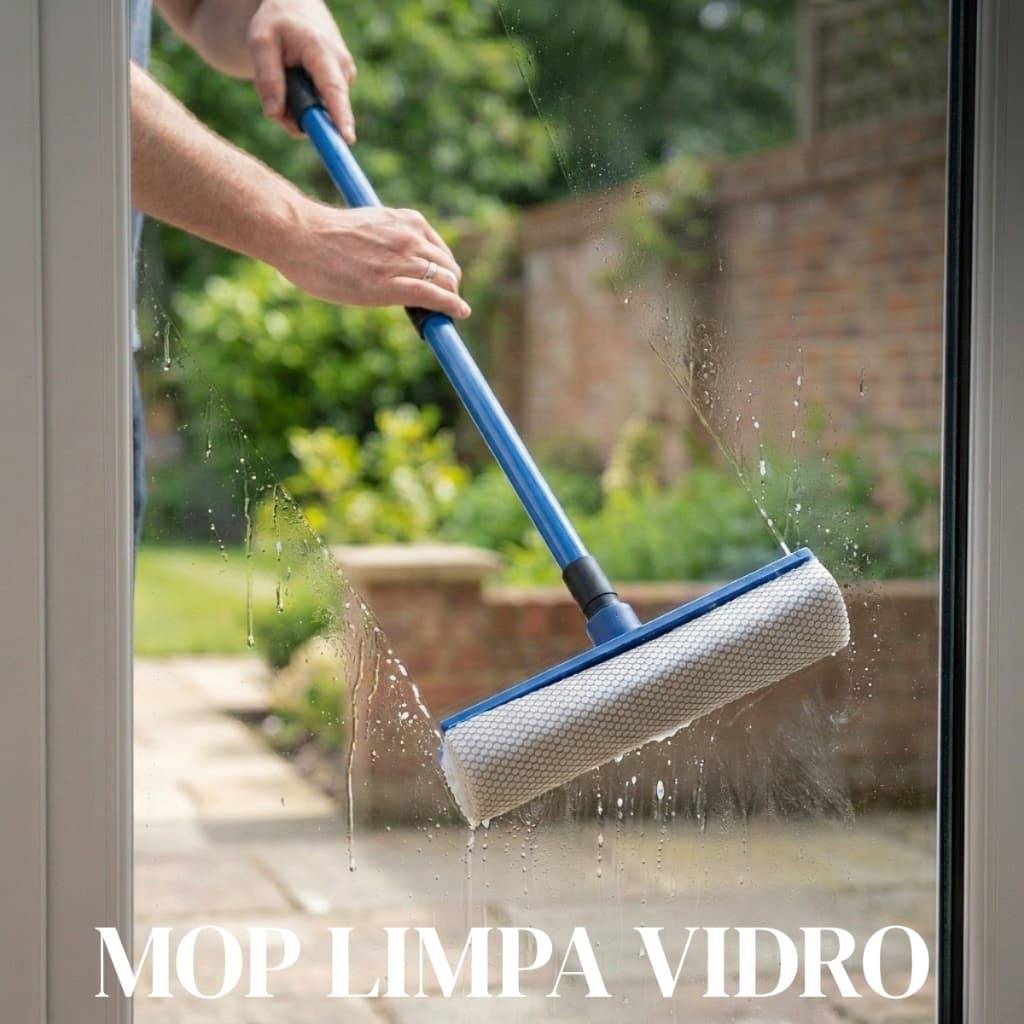 Rodo Mop Limpa e Seca Vidro 2 em 1 Esponja Limpa Escritório Carro Janela Extensível Multiuso