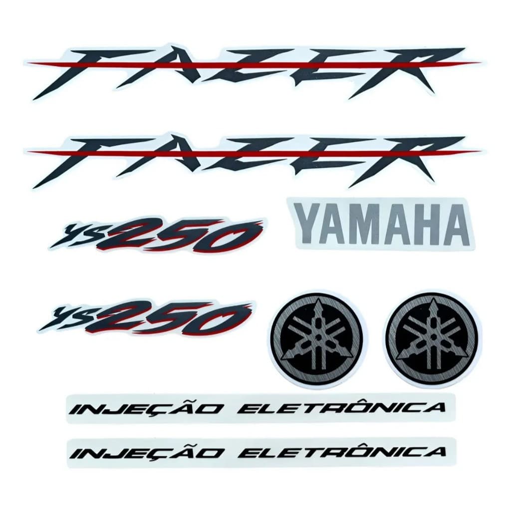 Kit Jogo Faixa Adesiva Compatível Fazer 250 Ys 2008 Preta