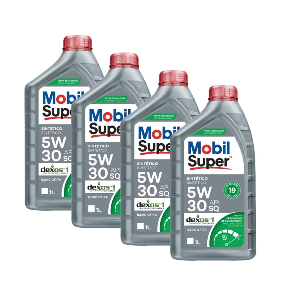 Óleo Mobil Super Kit 4 litros Óleo de motor 5w30 Dexos 1 API SQ Sintéico 1litro ILSAC GF-7A