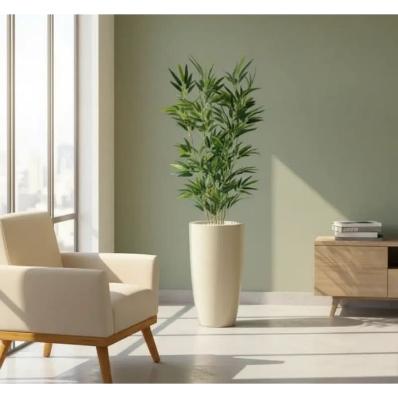planta bambu artificial 6 hastes 1mt/sem o vaso