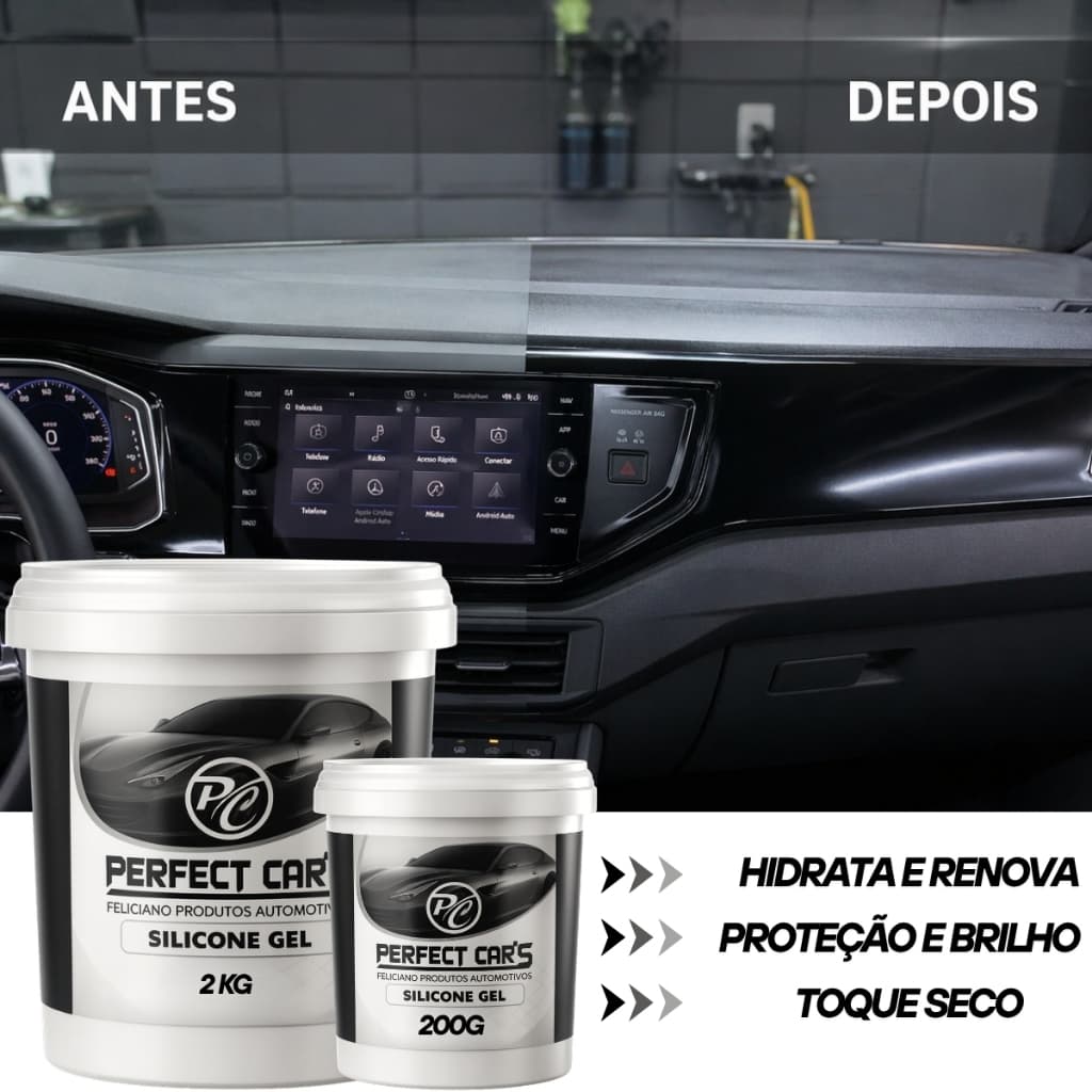 Silicone Gel Automotivo Revitalizador de Plástico Borracha Painel Protetor Brilho 200g 2KG