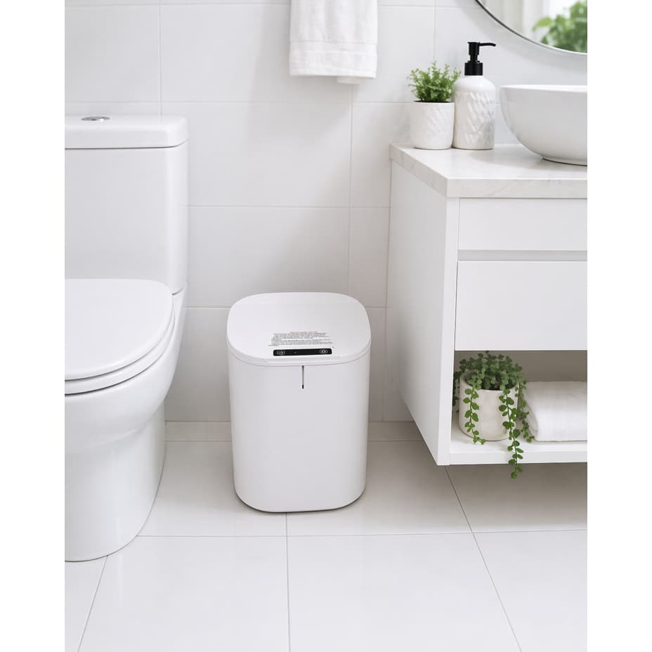 Lixeira 16L Com Sensor Banheiro Limpo Sem Odores Bloqueador de Cheiro Haixin-AD16 Pilha AA