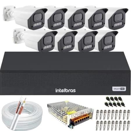 Kit 9 Câmeras Full Color Dvr Intelbras 16 canais S/HD