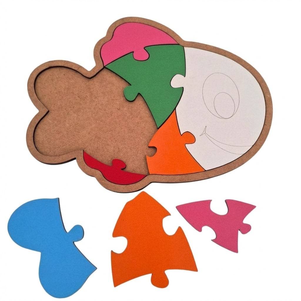 Brinquedo Educativo Quebra Cabeça Peixinho infantil Mdf Pedagógico