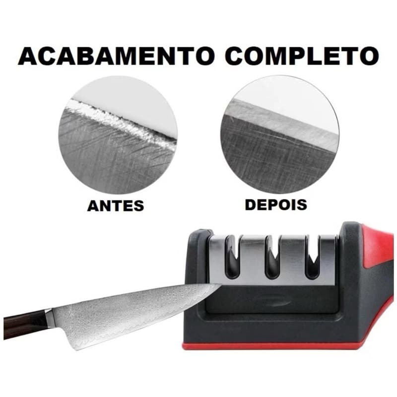 Afiador de Facas Profissional 3 em 1 limpeza fácil