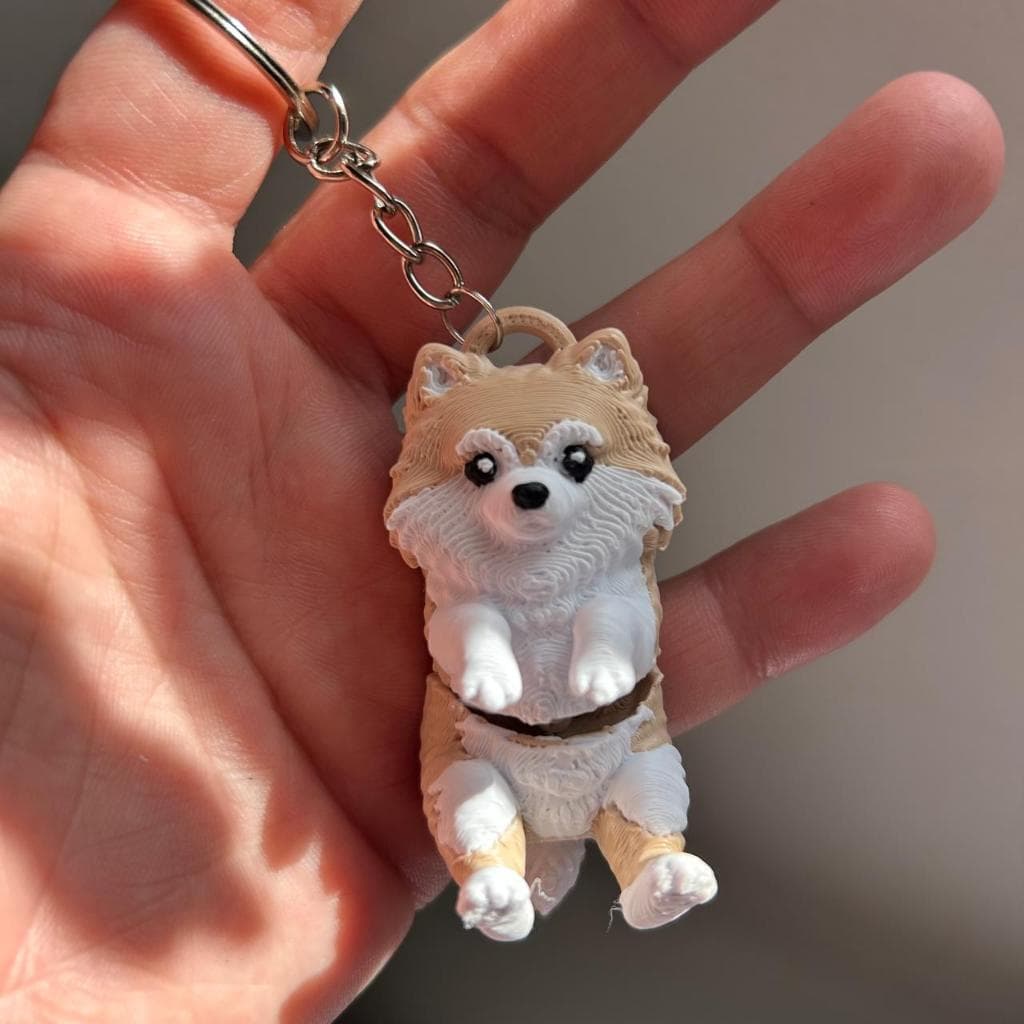 Chaveiro Lulu da Pomerânia (Spitz Alemão) Cachorrinho - Presente Criativo para Bolsa Mochila  Chaves