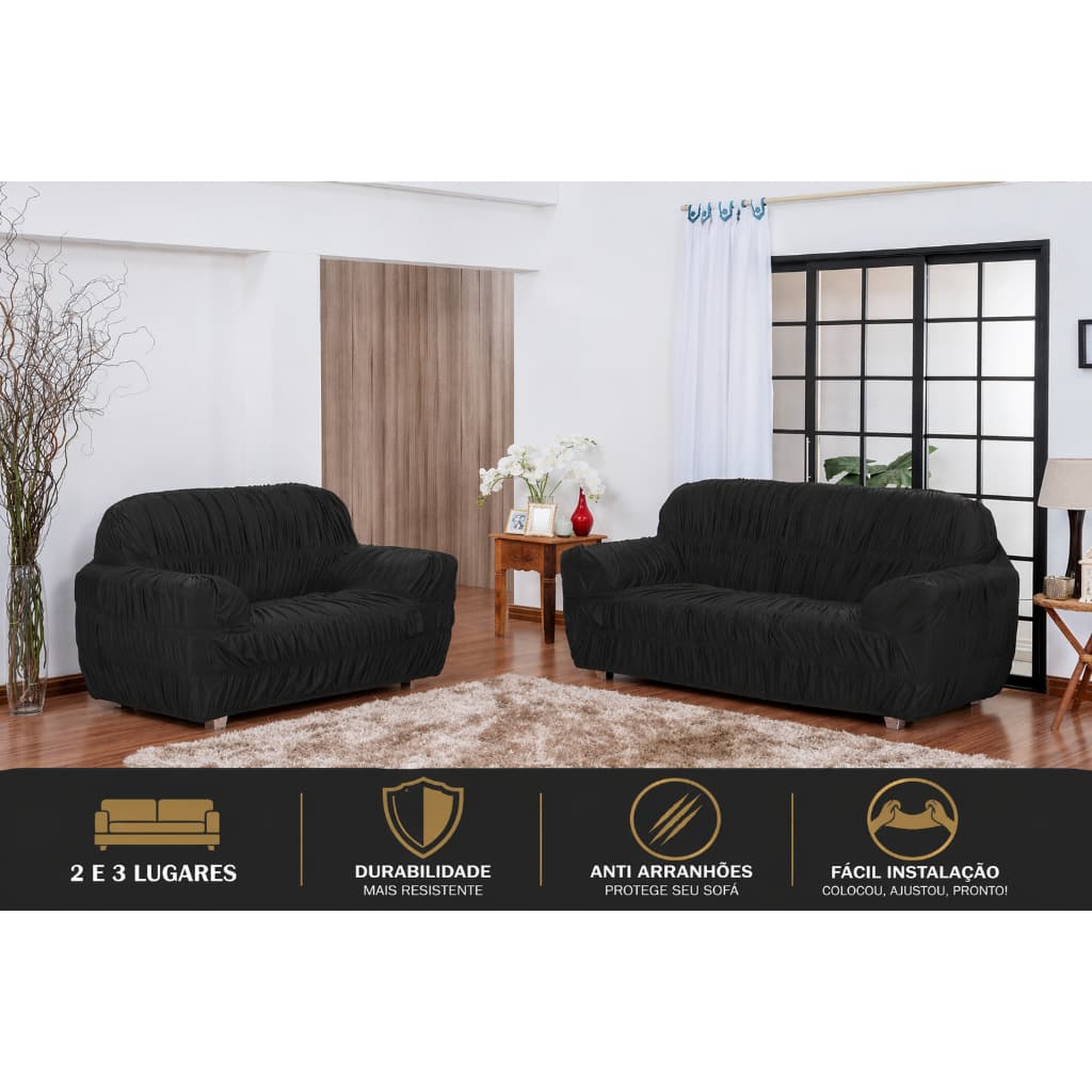 Capa de Sofá 2 e 3 Lugares Elástica SoftLuxo – Anti Arranhões, Fácil Instalação e Alta Durabilidade