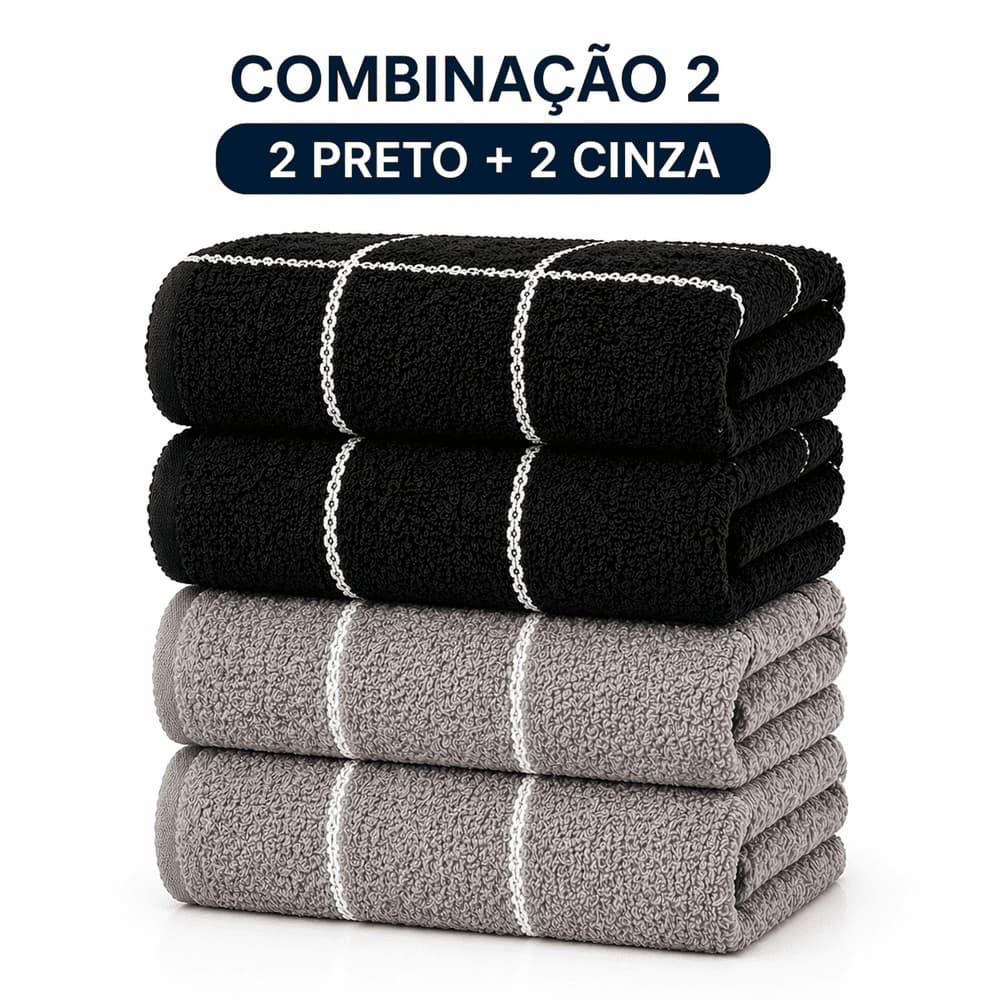 Kit 4 Pano de Prato Copa Atoalhado Felpudo Grande Geométrico Premium 100% Algodão