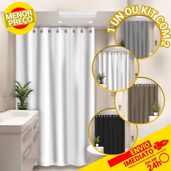 Cortina Box Vinil Luxo para Banheiro - Anti Mofo Resistente Alta Qualidade 100% Vinil - Envio em 24h
