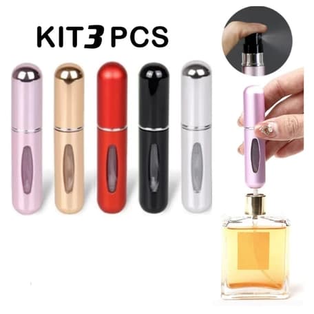 KIT 3Pcs Porta Perfume Recarregavel Portatil Spray 5ml