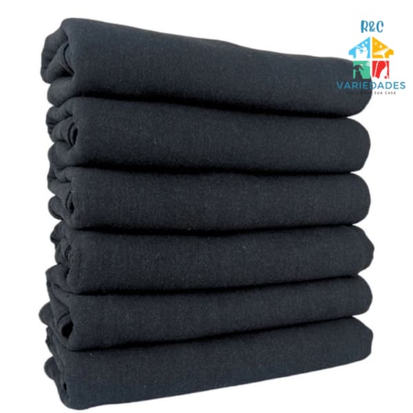 Kit 10 Panos PRETO Liso Cor Preto S Com Bainha Pé de Galinha 100% Algodão Premium
