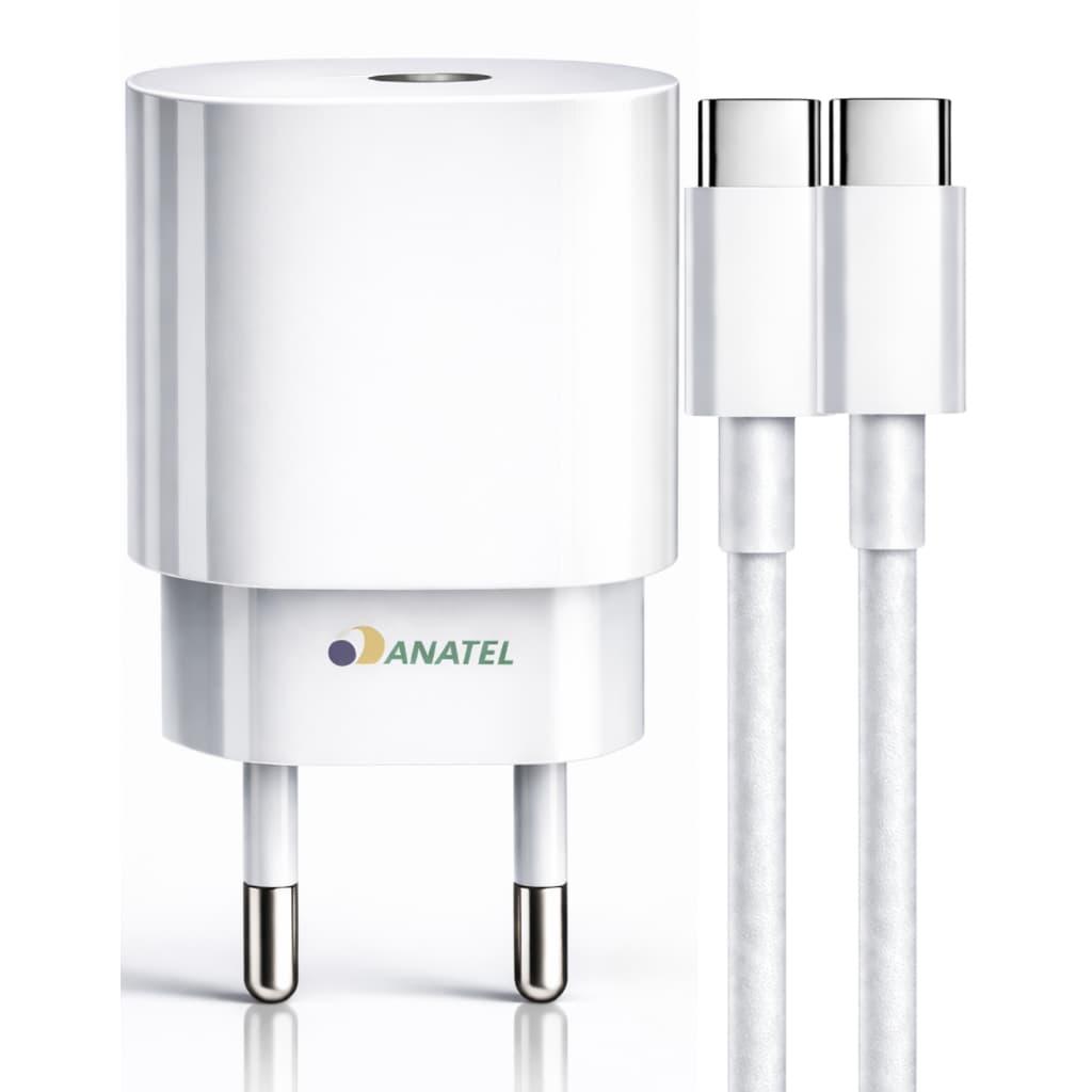 Carregador Turbo 30W USB-C com Cabo Carga Rápida Alta Potência Bivolt Seguro Certificado