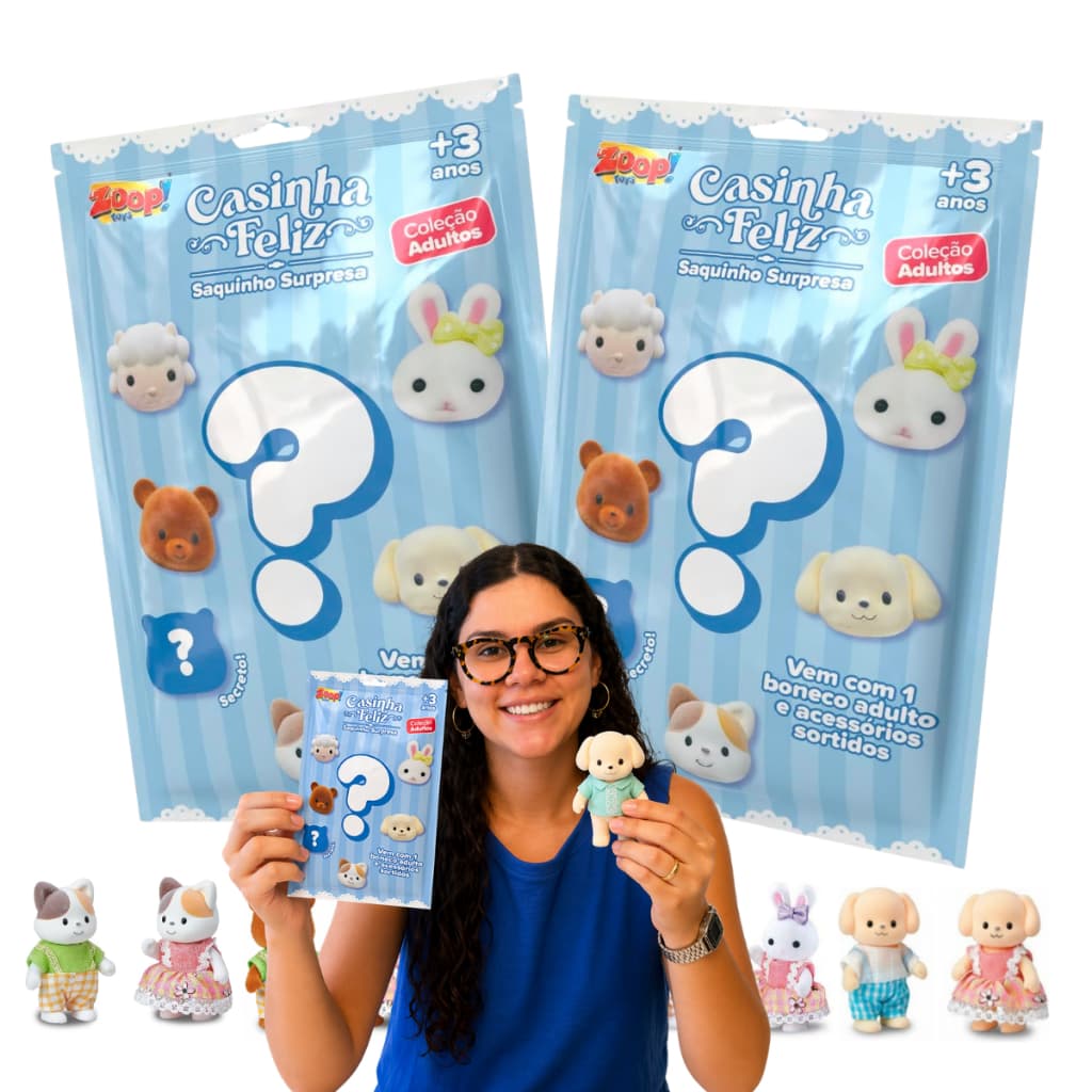 Kit 2 Bonecos Surpresa Casinha Feliz Adulto Zoop Toys Colecionável Personagens Sortidos Brinquedo Infantil Original