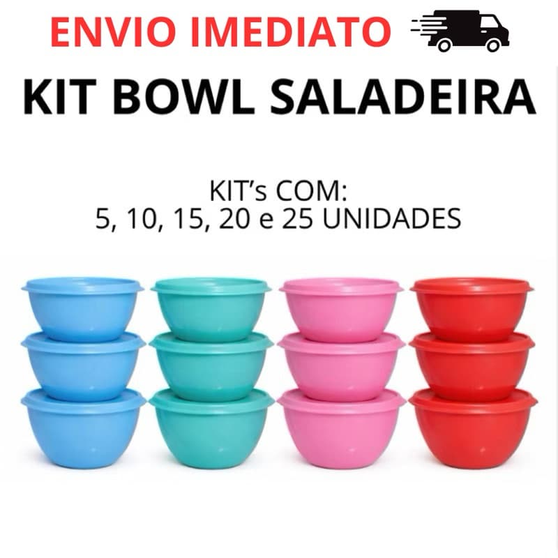 Kit Bowls 700ml Tigela Plástica Multiuso Cozinha Saladas Frutas | 5 até 25 unidades