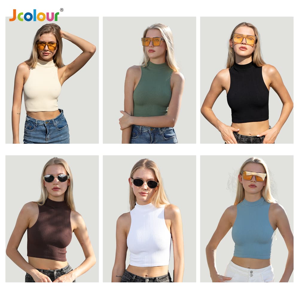 Jcolour Kit 3 Regata Feminino Moda Gringa Verão Básico Casual Trabalho Festa Paty
