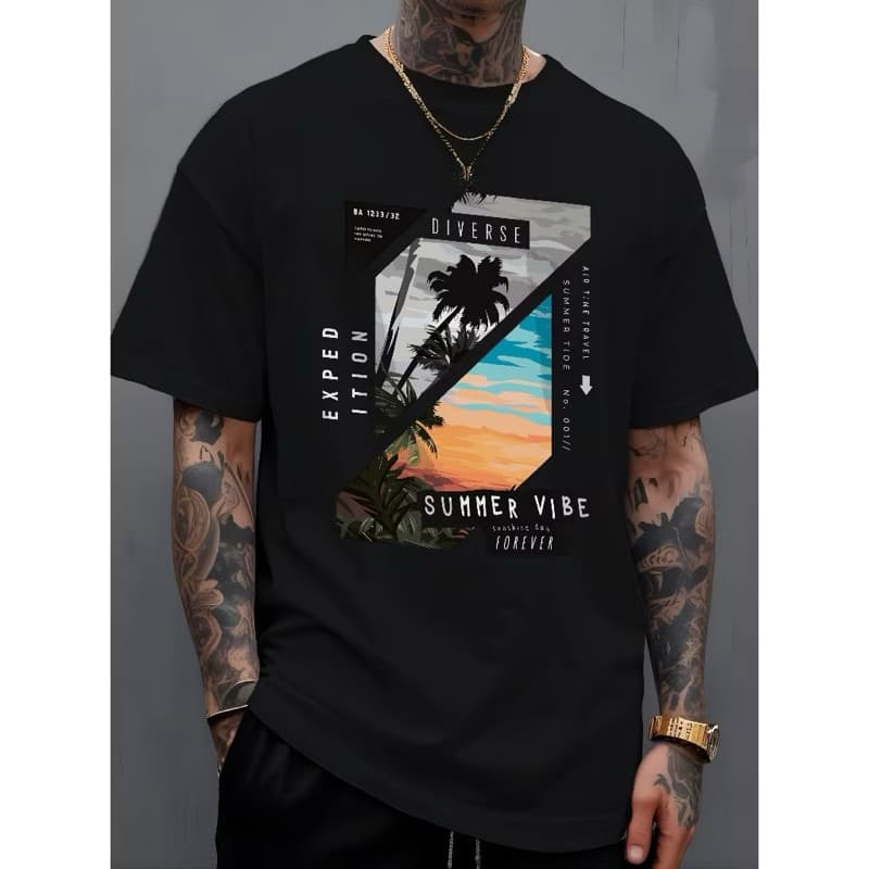T-Shirt Masculina Camiseta Diverse Surf Camisa Manfinity 100% Algodão Street Wear