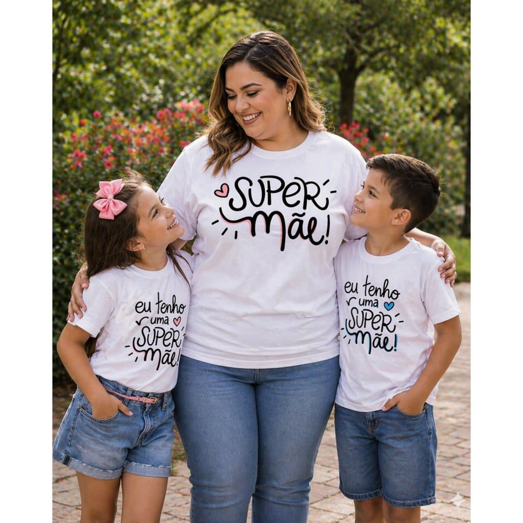 KIT CAMISETAS MÃE E FILHOS 100% ALGODÃO DIA DAS MÃES CONFORTO KIT FAMÍLIA TAL MÃE TAL FILHOS