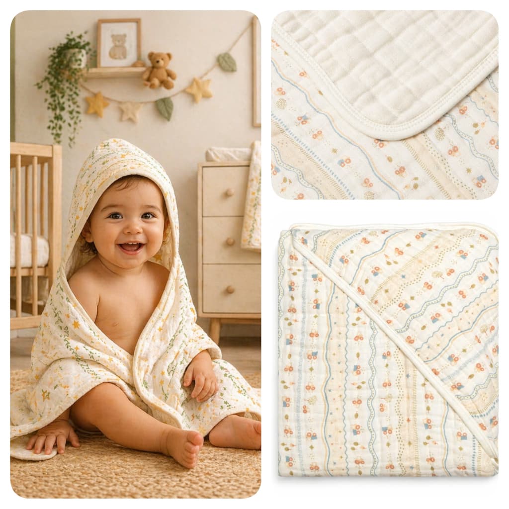 Toalha de Banho de Bebê Soft Fralda Infantil com Touca Algodão 80x80 cm Menino Menina  Enxoval Presente Maternidade