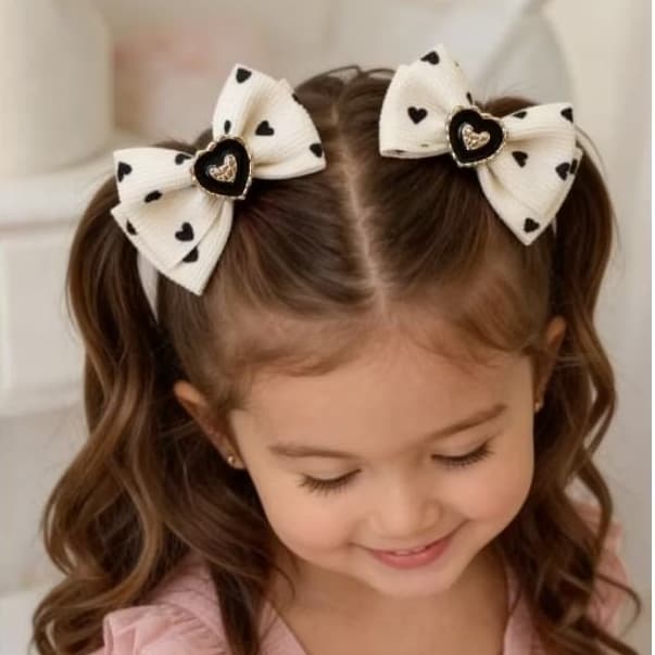 Laço de Cabelo Infantil Menina/ Par no Bico de pato /Aplique Luxo /Fita de veludo / Acessório cabelo