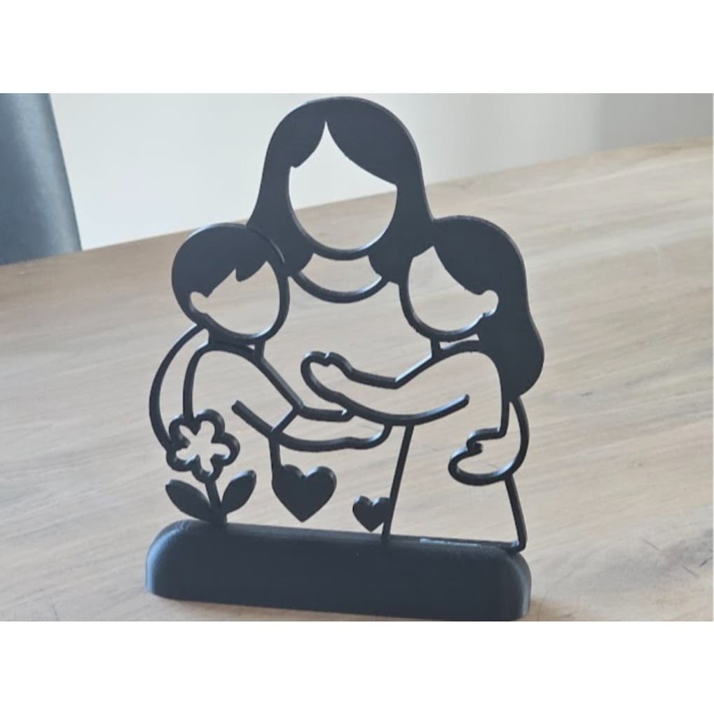 Decoração Mãe com Filhos | Enfeite Família com 2 Crianças ou 2 Meninos | Presente Decorativo 3D