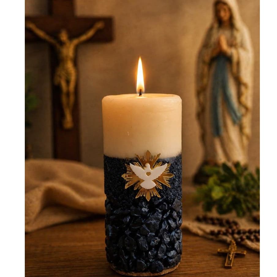Kit 10 Velas Decorativas Lavanda 230g com Divino Espírito Santo | Ideal para Eventos, Casamentos e Decoração Premium