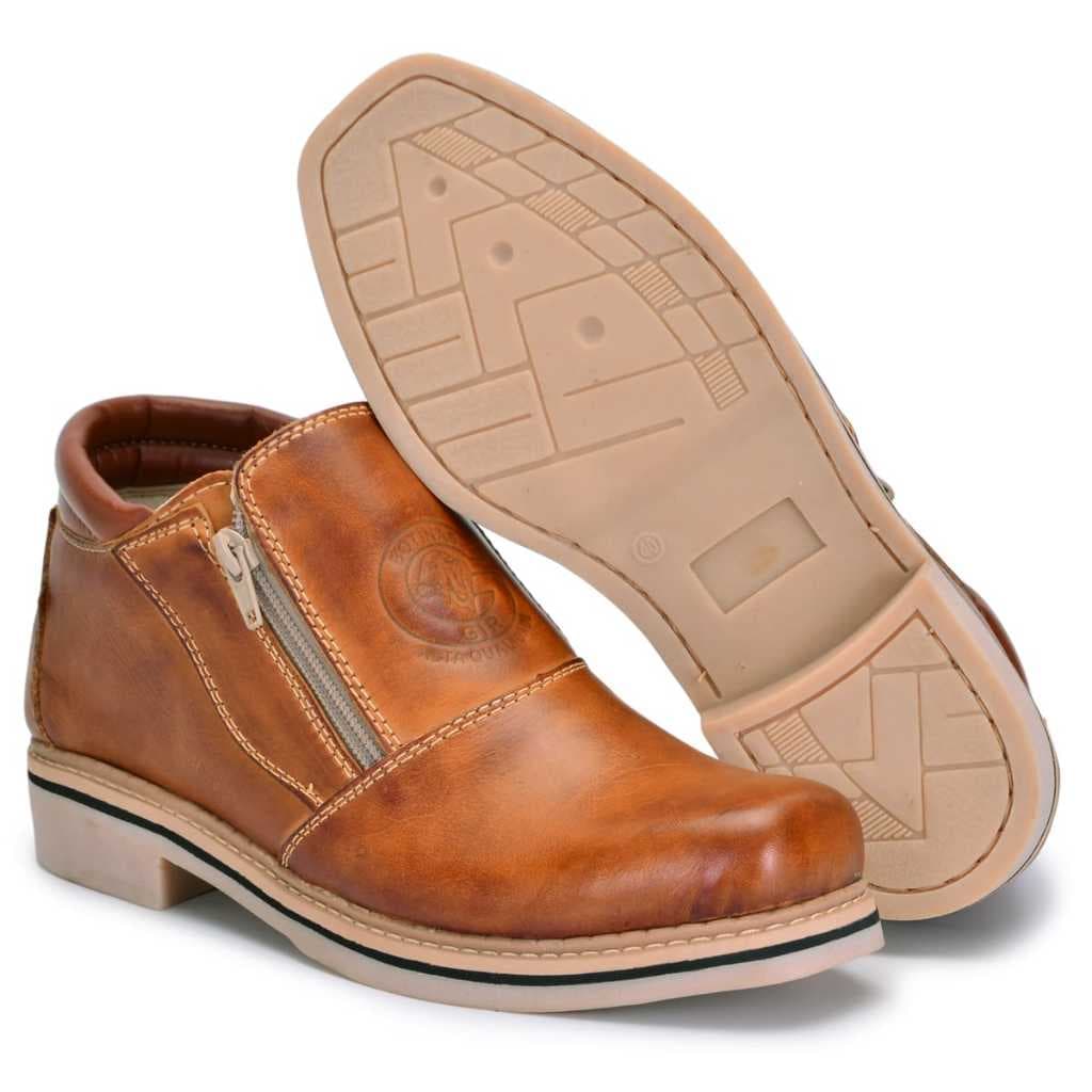 Bota Botina Masculina Couro Legítimo Zíper Chelsea Cano Baixo Cowboy Butina Country Trabalho